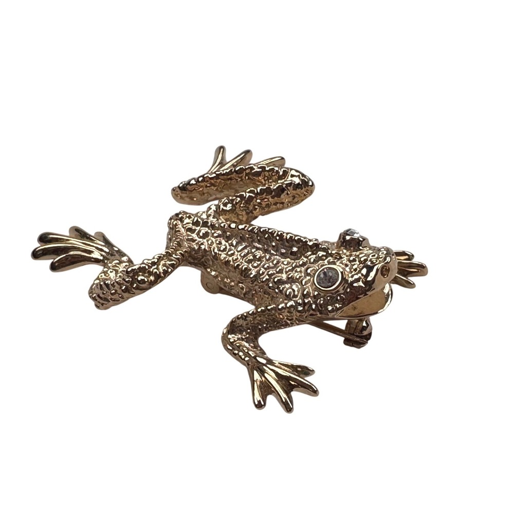 Vintage Swarovski frog brooch gold tone - Picture 4 of 7